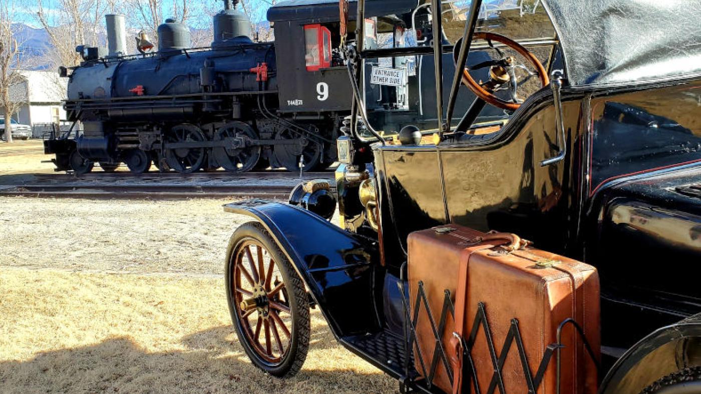 Southern Pacific Engine 9 and a Model T Ford